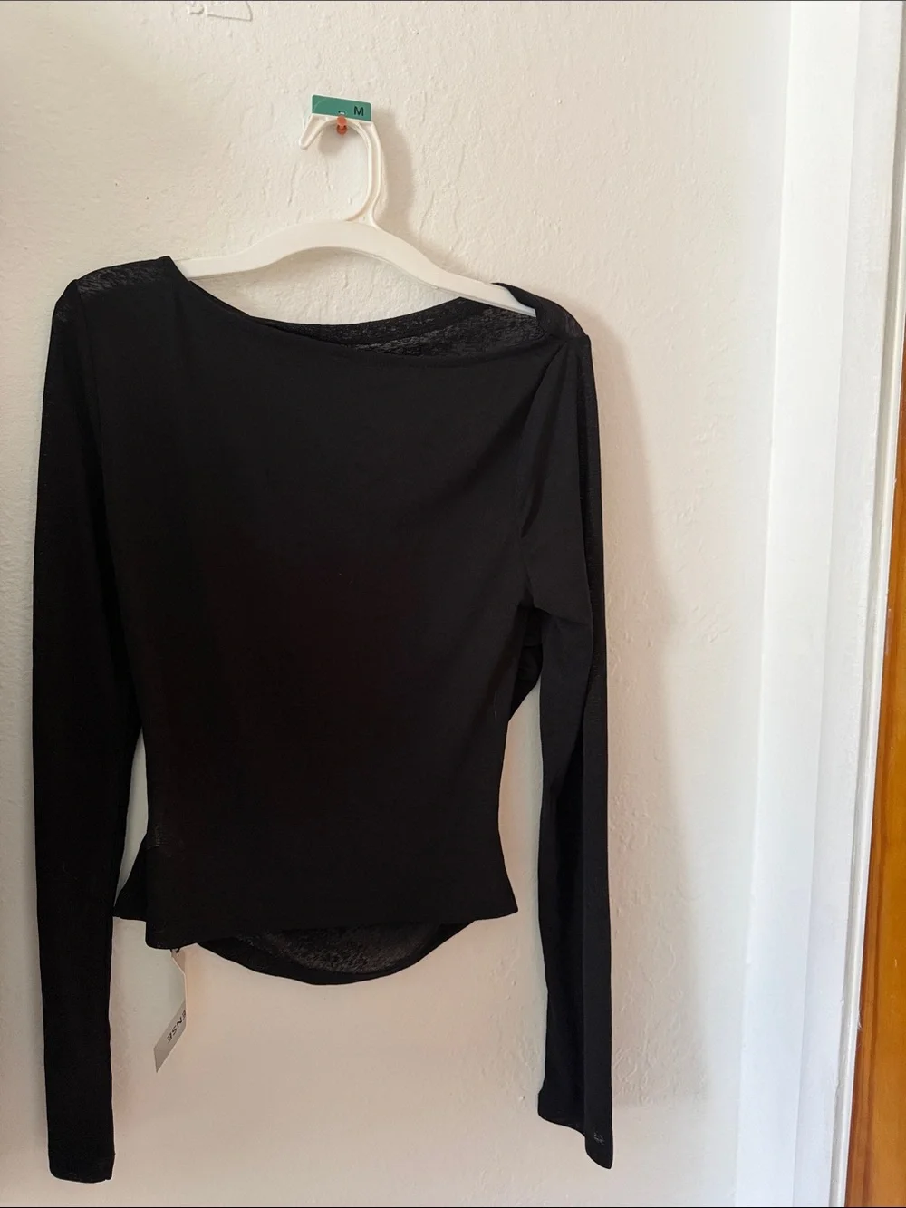 Commense Black Long Sleeve Scoop Neck Top